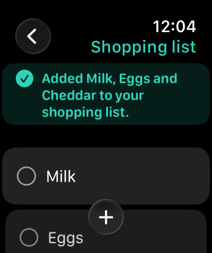 Shopping list to tick off